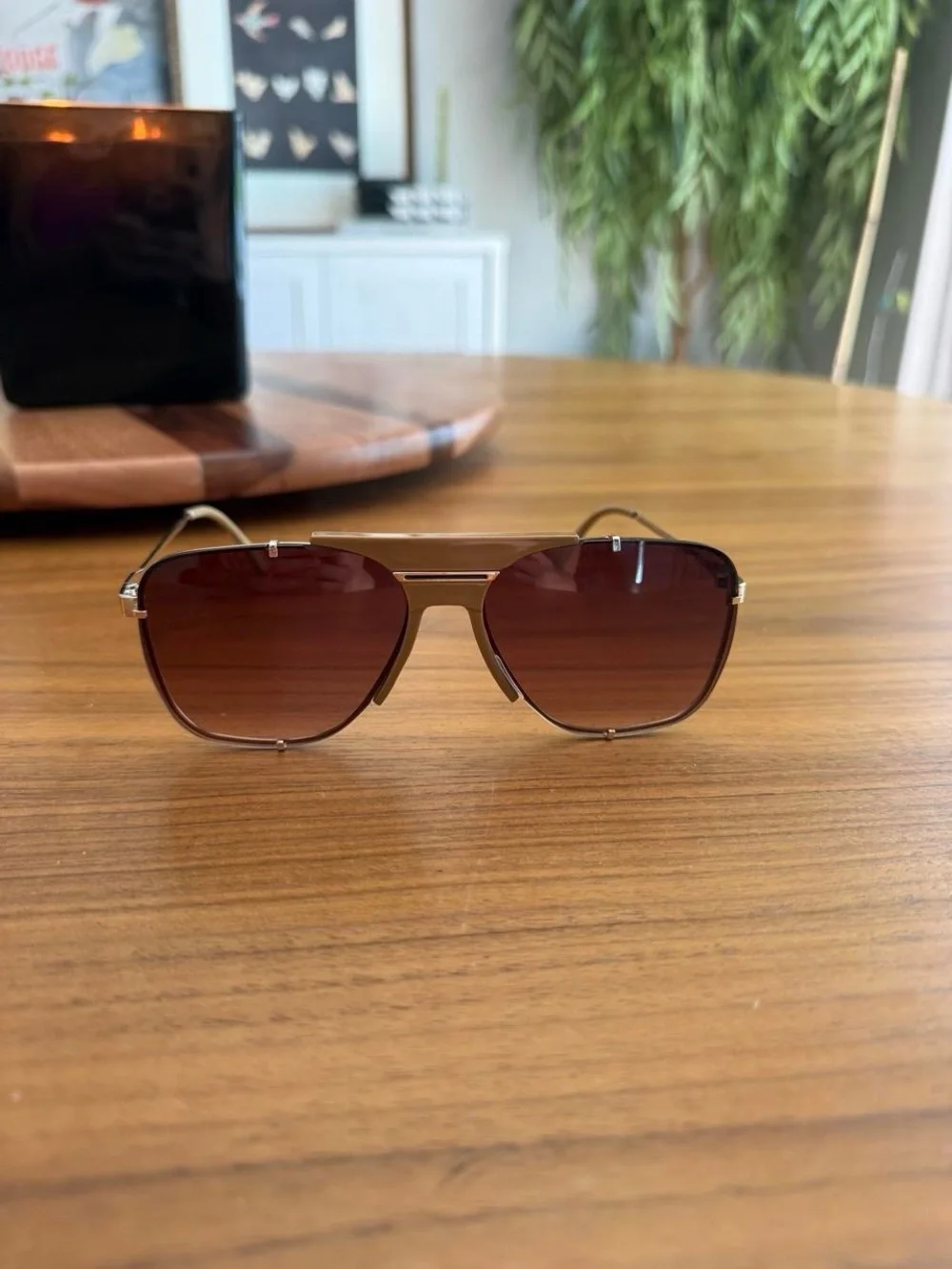 Free People Gold Frame Brown Gradient Aviator Sunglasses